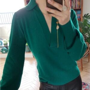 Diane Von Furstenberg Teal V-Neck Sweater